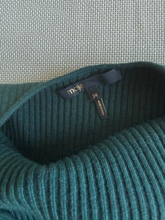 MAJE Bottle Green Knit Midi Sweater Dress 34/XS - Picture 9 of 15